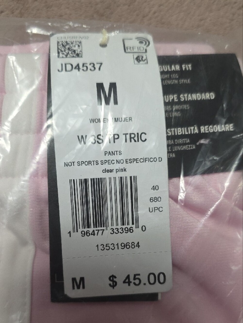 adidas Women’s Pink Track Pants with White 3-Stripes - Picture 2 of 3
